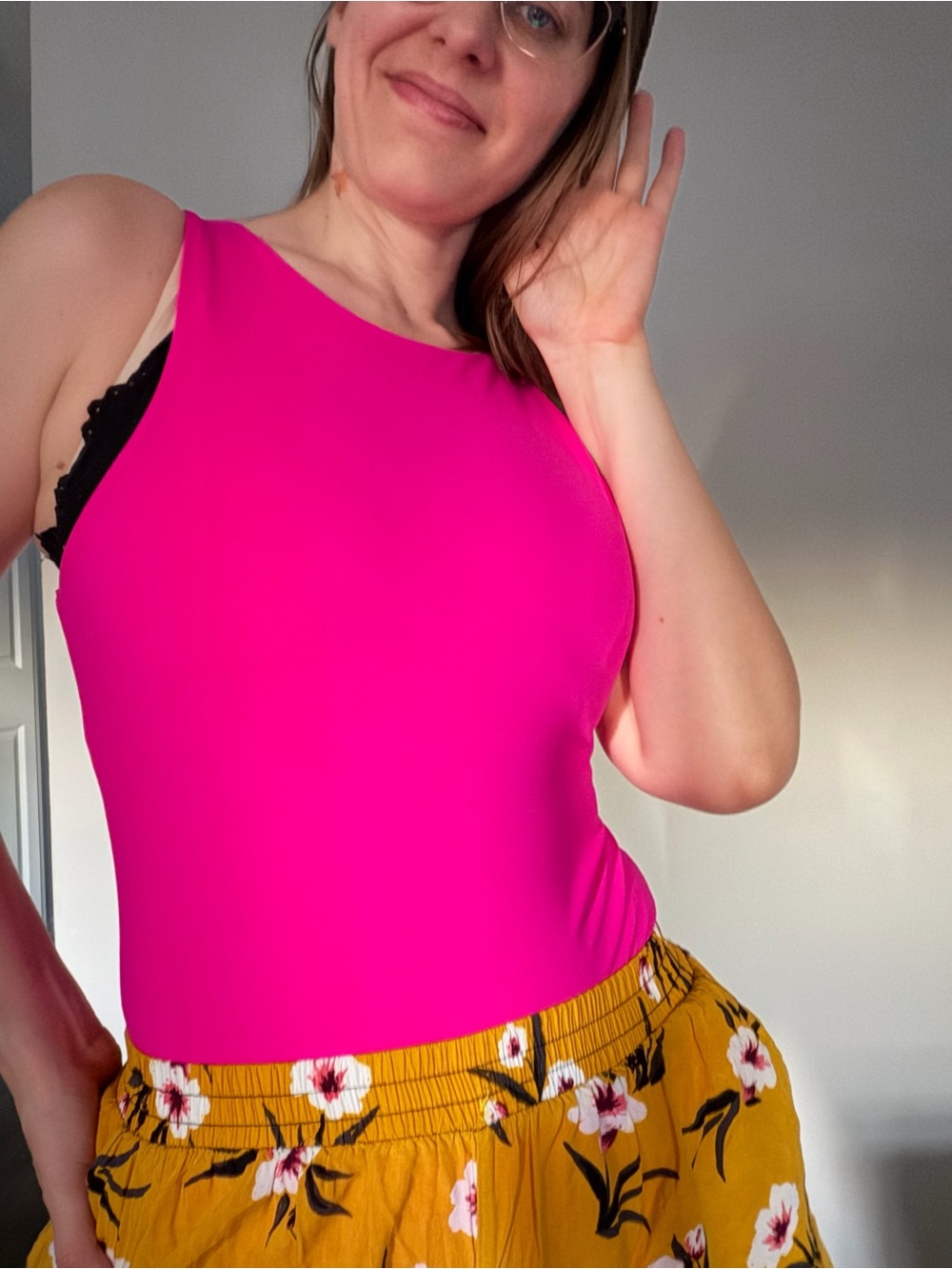 Bright Hot Pink Sleeveless Steve Madden bodysuit